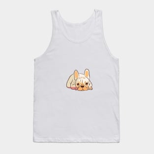 Frenchie Lying down illustration - red hues Tank Top